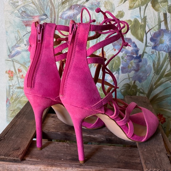 NEW Emmey Strappy Vegan Suede Heels - Picture 13 of 16